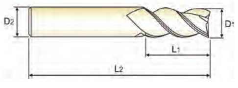 Фреза (E5E49040) ALU-POWER с 3-мя зубьями  (спираль 45°) с шейкой удлин. 4X6X15X57  (YG-1)